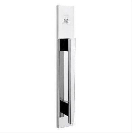 Kwikset RBP818CRHXHFLSQF-26S Single Cylinder Caerus Exterior Handleset with Halifax Lever and Square Full Escutcheon Trim SmartKey with 4AL Latch with 5303, 83223 and 820050 Strikes Bright Chrome