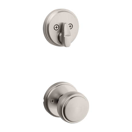 Kwikset Traditional Handleset Trim with Round Rose in Satin Nickel
