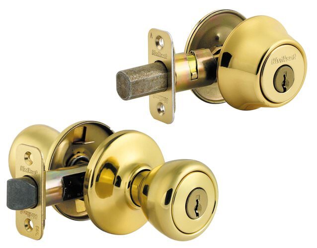 Kwikset 695T-3-B polished brass double cylinder deadbolt