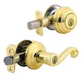 Kwikset 991LL-3S-BV1 polished brass single cylinder deadbolt