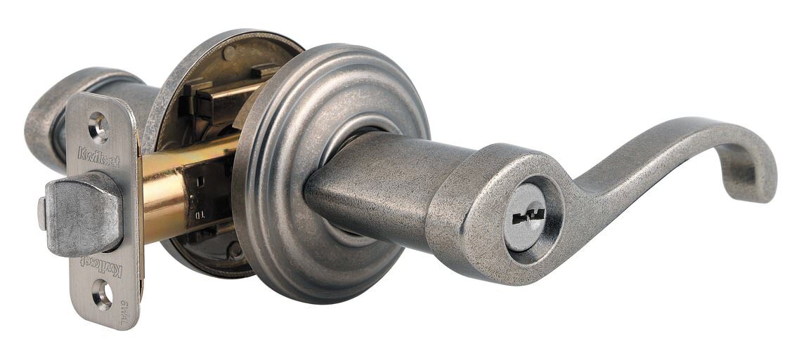 Kwikset 740CHL-502S rustic pewter keyed entry lever