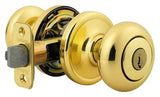 Kwikset 744H-3S polished brass keyed classroom door knob