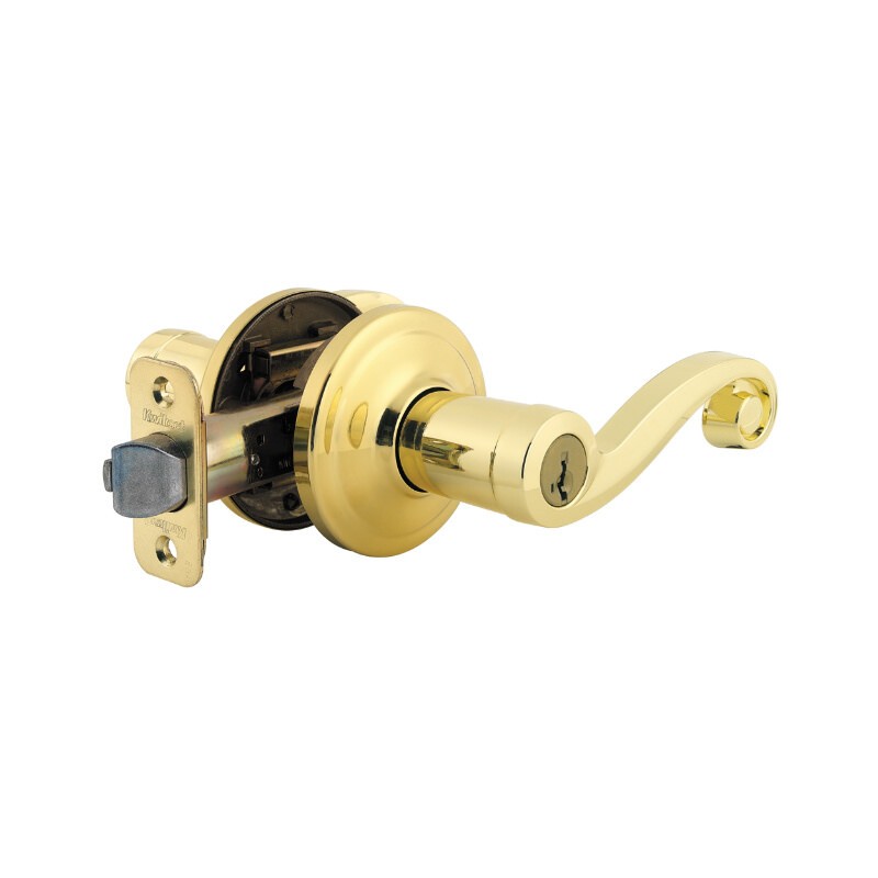 Kwikset 740LL-3V1 polished brass keyed entry lever