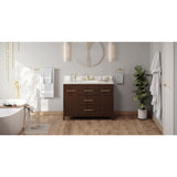 Jeffrey Alexander Katara 48" Dark Walnut Single Sink Bathroom Vanity with Calacatta Vienna Quartz Top - 8 in. Widespread Faucet Top