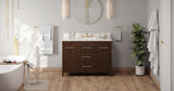 Jeffrey Alexander Katara 48" Dark Walnut Single Sink Bathroom Vanity with Calacatta Vienna Quartz Top - 8 in. Widespread Faucet Top product image 6
