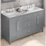 Jeffrey Alexander Cade 60" Grey Double Sink Bathroom Vanity with Calacatta Vienna Quartz Top - 8 in. Widespread Faucet Top product image 2