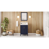 Jeffrey Alexander Theodora 24" Hale Blue Single Sink Bathroom Vanity with Calacatta Vienna Quartz Top - 8 in. Widespread Faucet Top