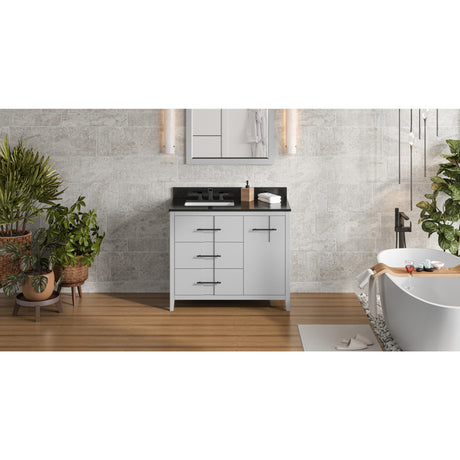 Jeffrey Alexander Katara 42" Grey Single Sink Bathroom Vanity with Black Granite Top - 8 in. Widespread Faucet Top