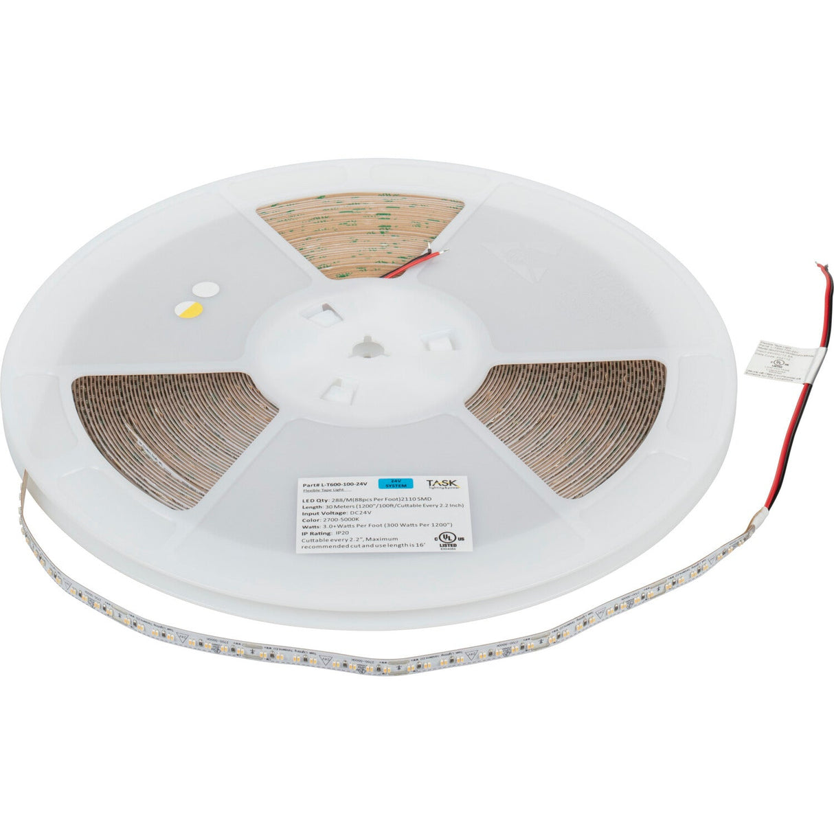 Task Lighting L-T600-100-24V standard output led tape light, front view