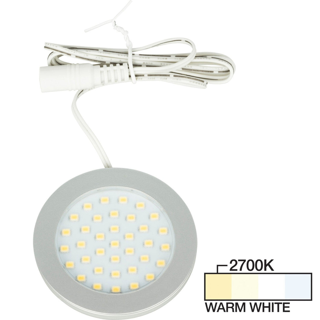 Task Lighting L-UT-FR-3SN-27 190 Lumens/Fixture 12-volt Standard Output Ultra-Thin Series Puck Light, Single-White, Satin Nickel, Warm White 2700K