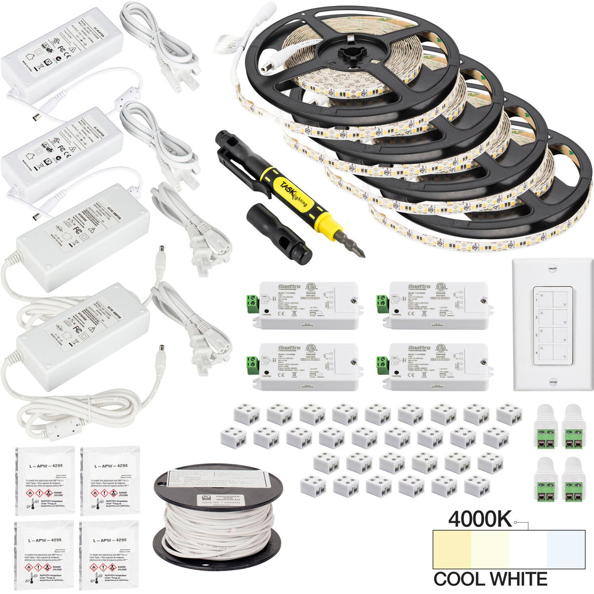 Task Lighting L-VK4Z4A-65-40 65 Ft., 225 Lumens/Ft. 12-volt Standard Output Quattro Wireless Controller Tape Light Kit