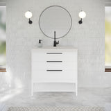 Jeffrey Alexander Gardner 37" White Single Sink Bathroom Vanity with White Resin Top - Single-Hole Faucet Top - VKGAR36WHWDWHRE product image 2