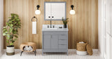 Jeffrey Alexander Theodora 36" Grey Single Sink Bathroom Vanity with White Carrara Marble Top - 8 in. Widespread Faucet Top product image 7