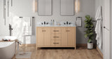 Jeffrey Alexander Katara 60" Natural Oak Double Sink Bathroom Vanity with White Carrara Marble Top - 8 in. Widespread Faucet Top product image 6