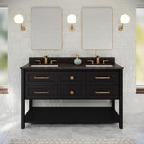 Jeffrey Alexander Kipling 60" Black Double Sink Bathroom Vanity with Blue Limestone Top - 8 in. Widespread Faucet Top