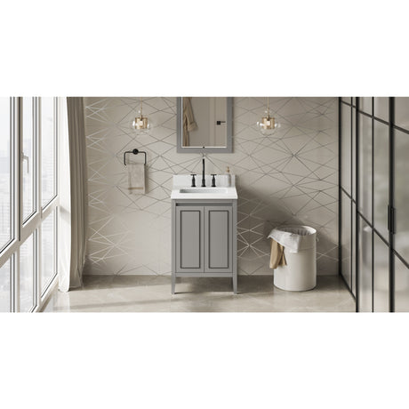 Jeffrey Alexander Percival 24" Grey Single Sink Bathroom Vanity with White Quartz Top - 8 in. Widespread Faucet Top - VKITPER24GRWQR