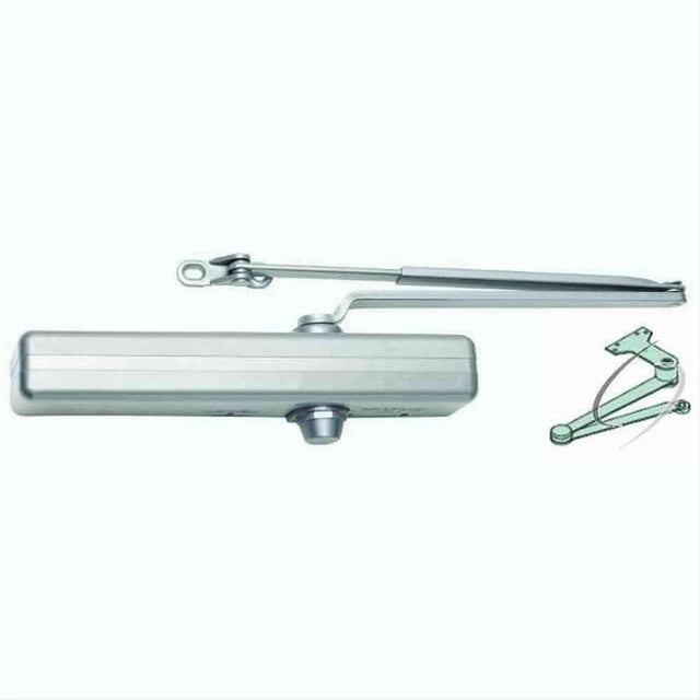 LCN 1461EDAALFPC Parallel Arm Adjustable Surface Mounted Extra Duty Arm Door Closer with Thru Bolts and Full Cover 689 Aluminum
