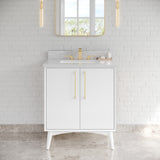 Jeffrey Alexander Dashwood White Single Sink Bathroom Vanity with White Carrara Marble Top - Single-Hole Faucet Top - VKITDAS30WHWCR