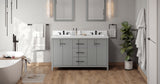 Jeffrey Alexander Katara 60" Grey Double Sink Bathroom Vanity with White Quartz Top - 8 in. Widespread Faucet Top product image 6