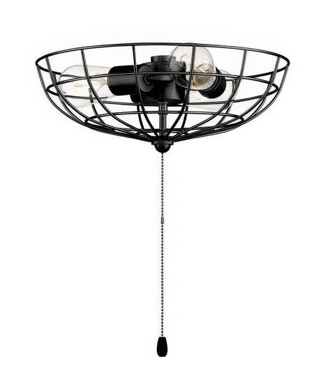 Craftmade LK2801-FB-LED 3 Light Cage Bowl LED Ceiling Fan Light Kit in Flat Black