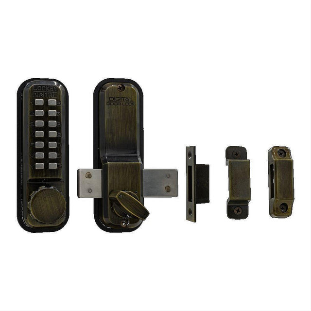 Lockey 2200AB 2200 Mechanical Keyless Surface Mount Deadbolt Antique Brass