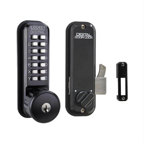 Lockey 2500JBMGKA Mechanical Keyless Surface Mount Hook Bolt Key Override Jet Black