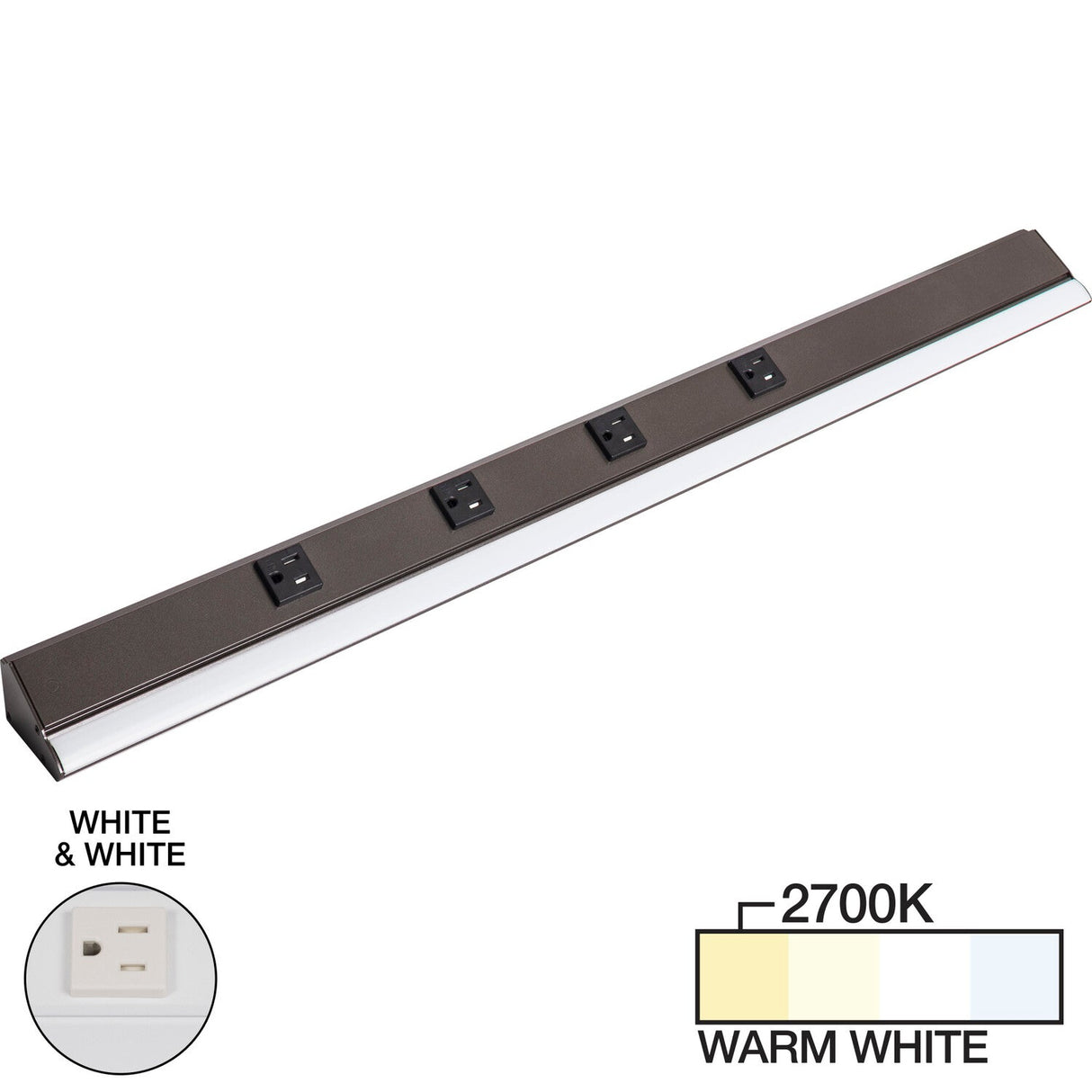 Task Lighting LP30HR15NDWWT27 white lighted power strip