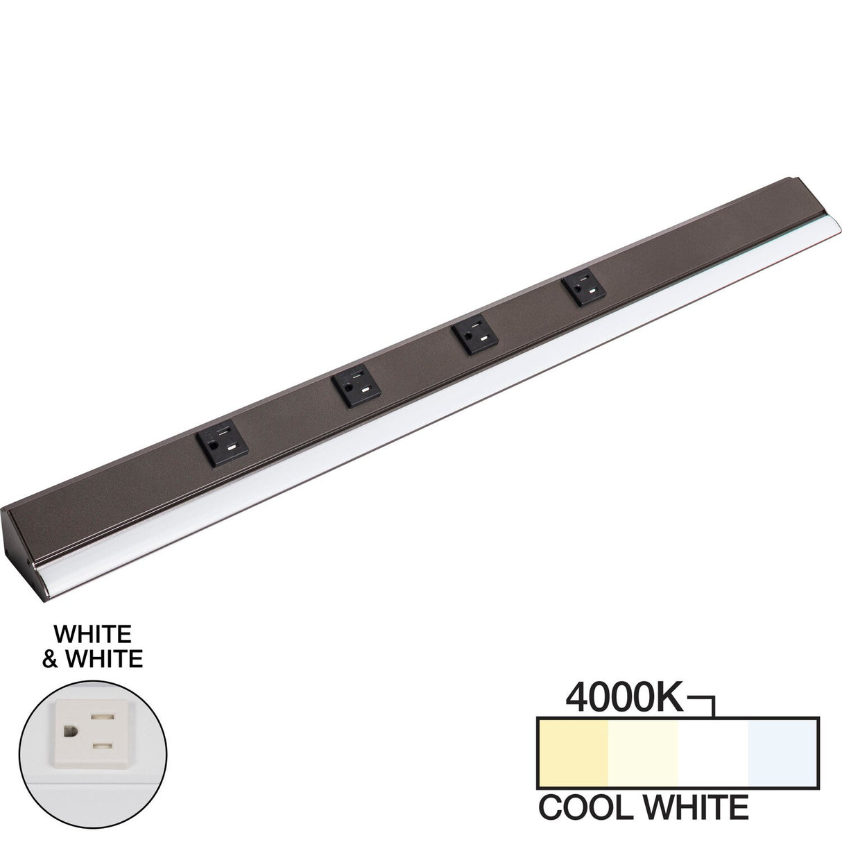 Task Lighting LP30HR15NDWWT40 white lighted power strip