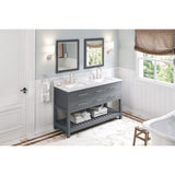 Jeffrey Alexander Wavecrest 60" Grey Double Sink Bathroom Vanity with White Carrara Marble Top - 8 in. Widespread Faucet Top product image 2