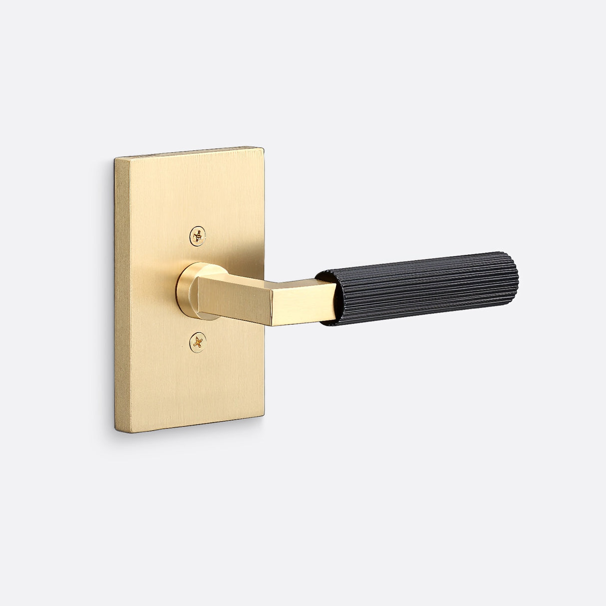Sure-Loc LV100 SB GRIP-SKN FBL satin brass / flat black dummy door lever