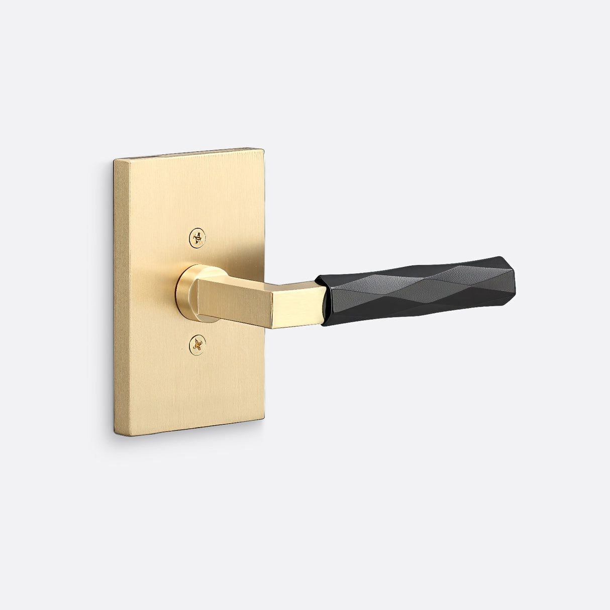 Sure-Loc LV100 SB GRIP-VT FBL satin brass / flat black dummy door lever