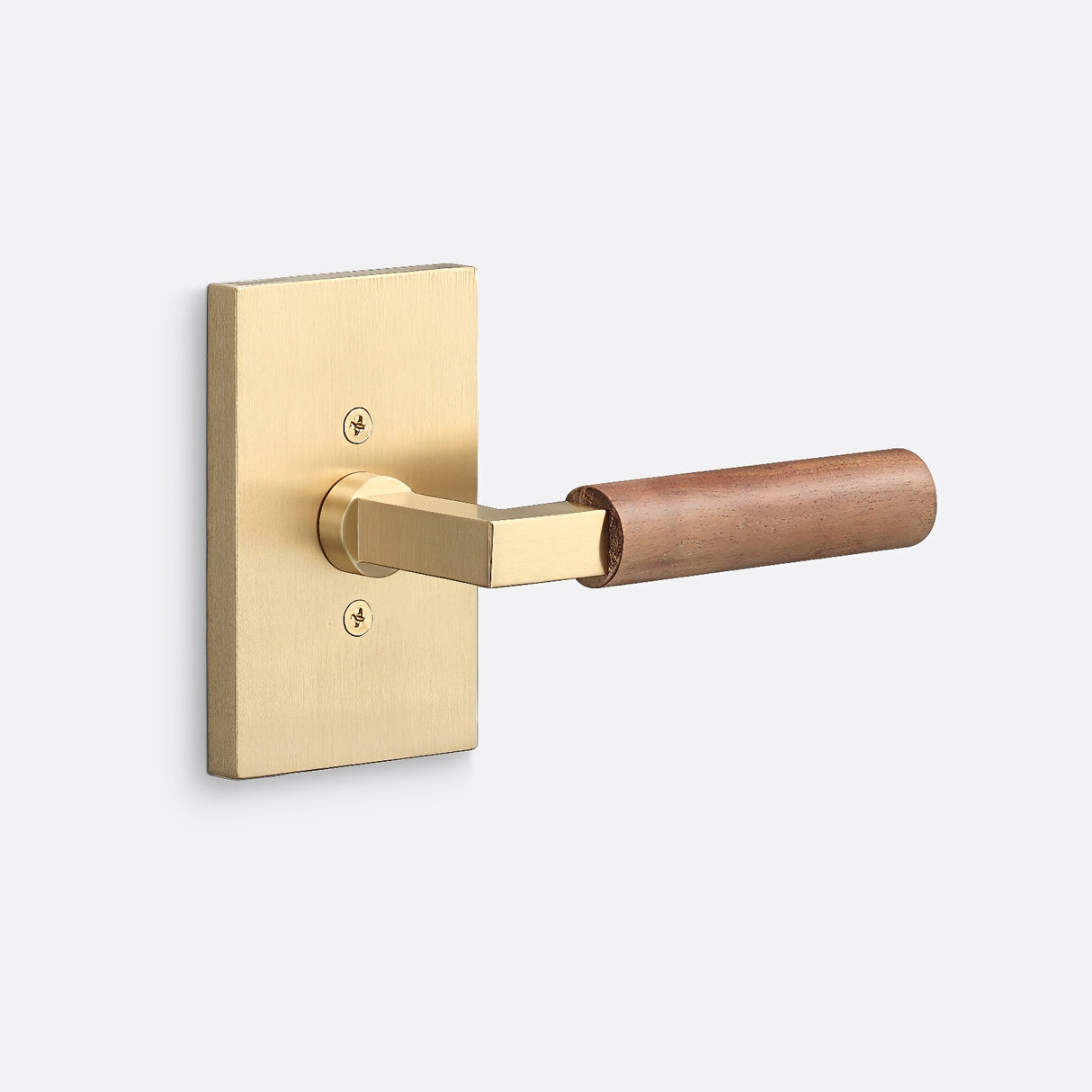 Sure-Loc LV100 SB GRIP-WN satin brass / walnut dummy door lever