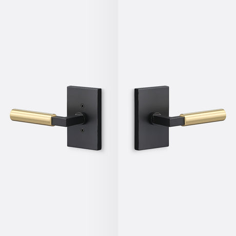 Sure-Loc LV101 FBL GRIP-SM SB flat black / satin brass passage door lever