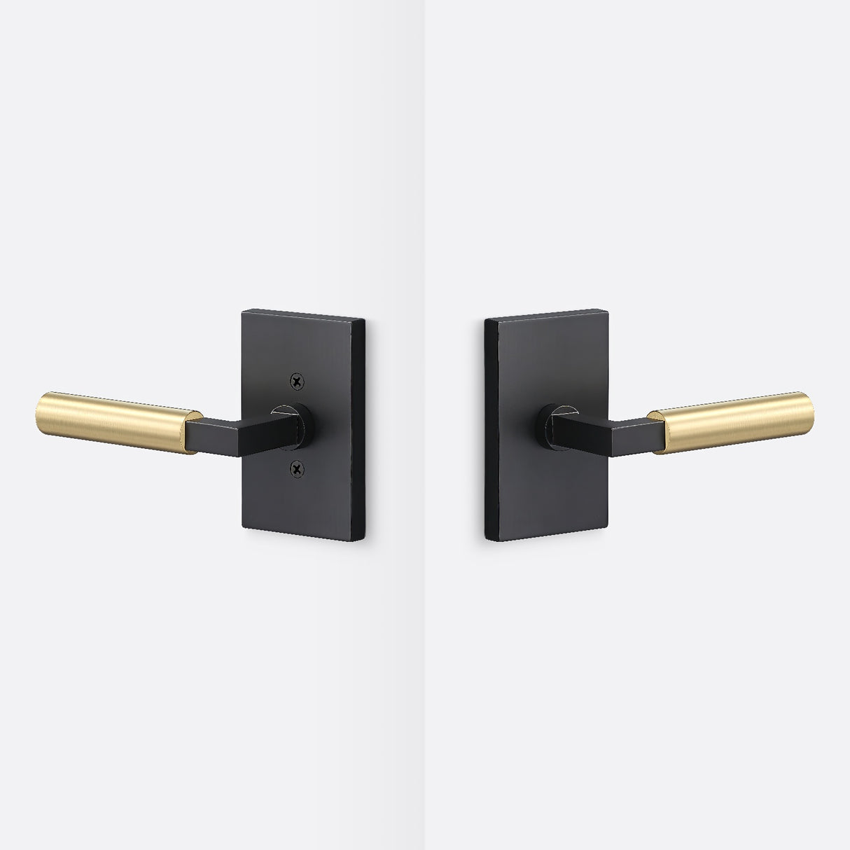 Sure-Loc LV101 FBL GRIP-SM SB flat black / satin brass passage door lever