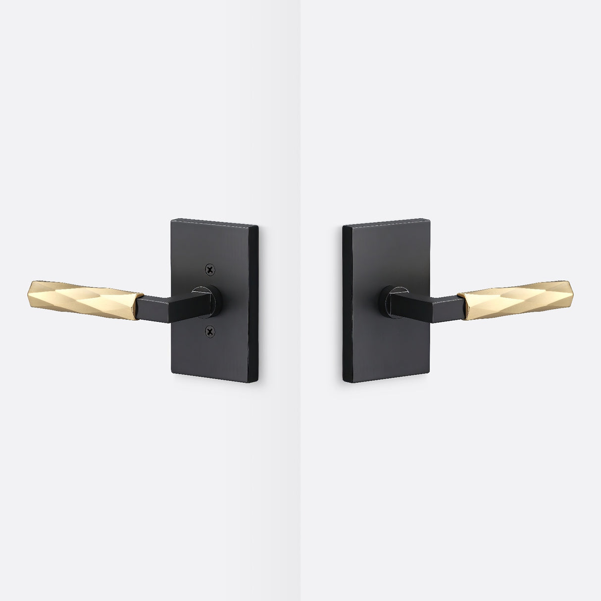 Sure-Loc LV101 FBL GRIP-VT SB flat black / satin brass passage door lever