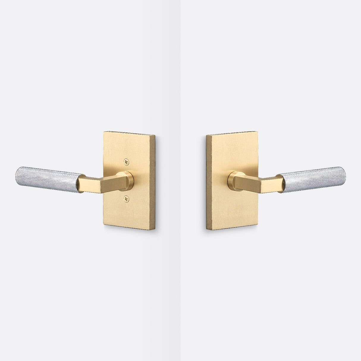 Sure-Loc LV101 SB GRIP-KN 26 satin brass / polished chrome passage door lever