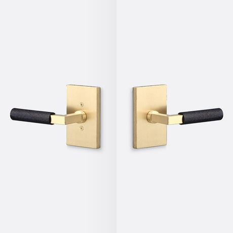 Sure-Loc LV101 SB GRIP-KN FBL satin brass / flat black passage door lever