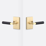 Sure-Loc LV101 SB GRIP-KN FBL satin brass / flat black passage door lever