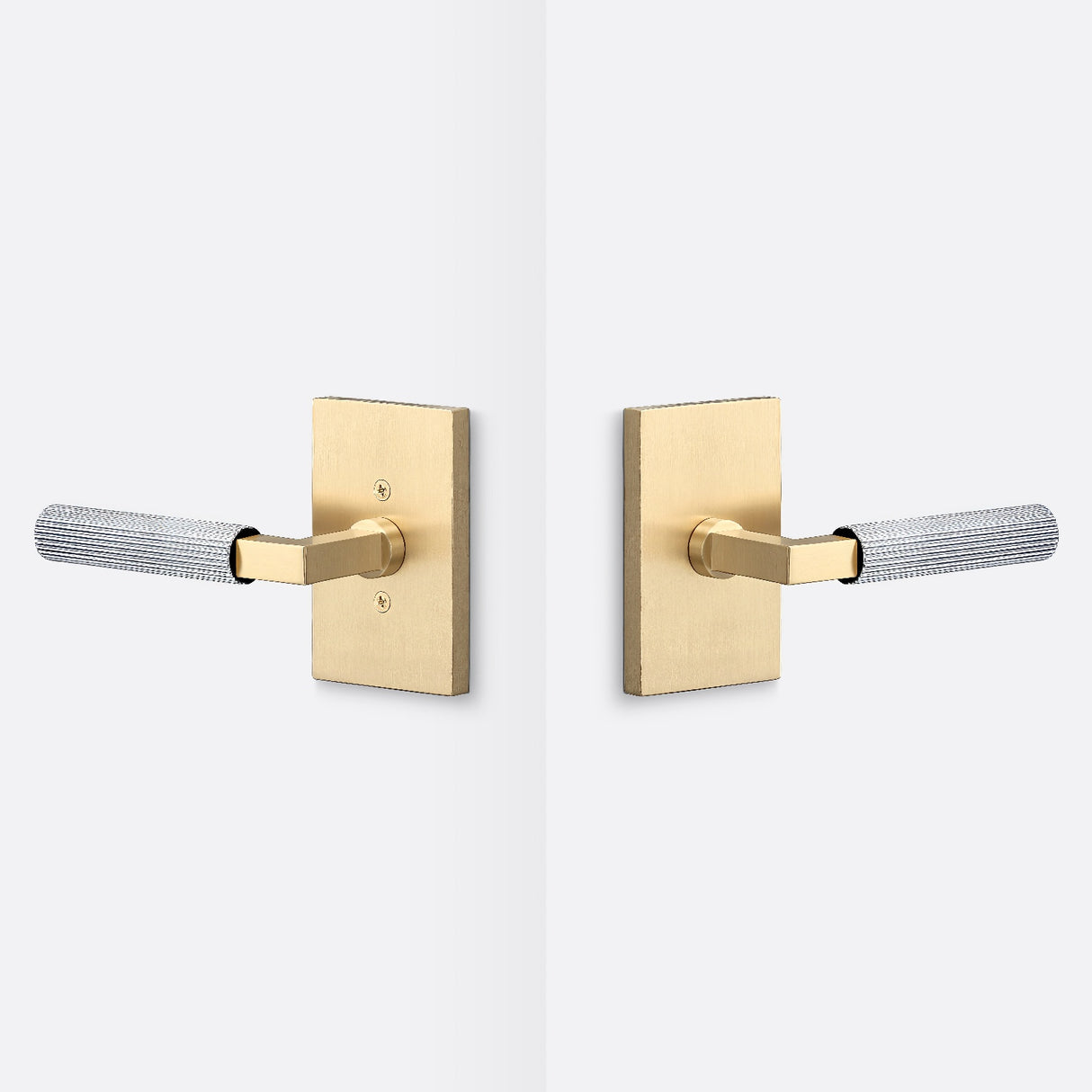 Sure-Loc LV101 SB GRIP-SKN 26 satin brass / polished chrome passage door lever