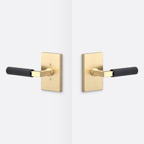 Sure-Loc LV101 SB GRIP-SKN FBL satin brass / flat black passage door lever