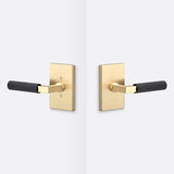 Sure-Loc LV101 SB GRIP-SKN FBL satin brass / flat black passage door lever