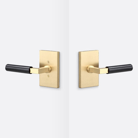 Sure-Loc LV101 SB GRIP-SM FBL satin brass / flat black passage door lever