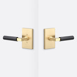 Sure-Loc LV101 SB GRIP-SM FBL satin brass / flat black passage door lever