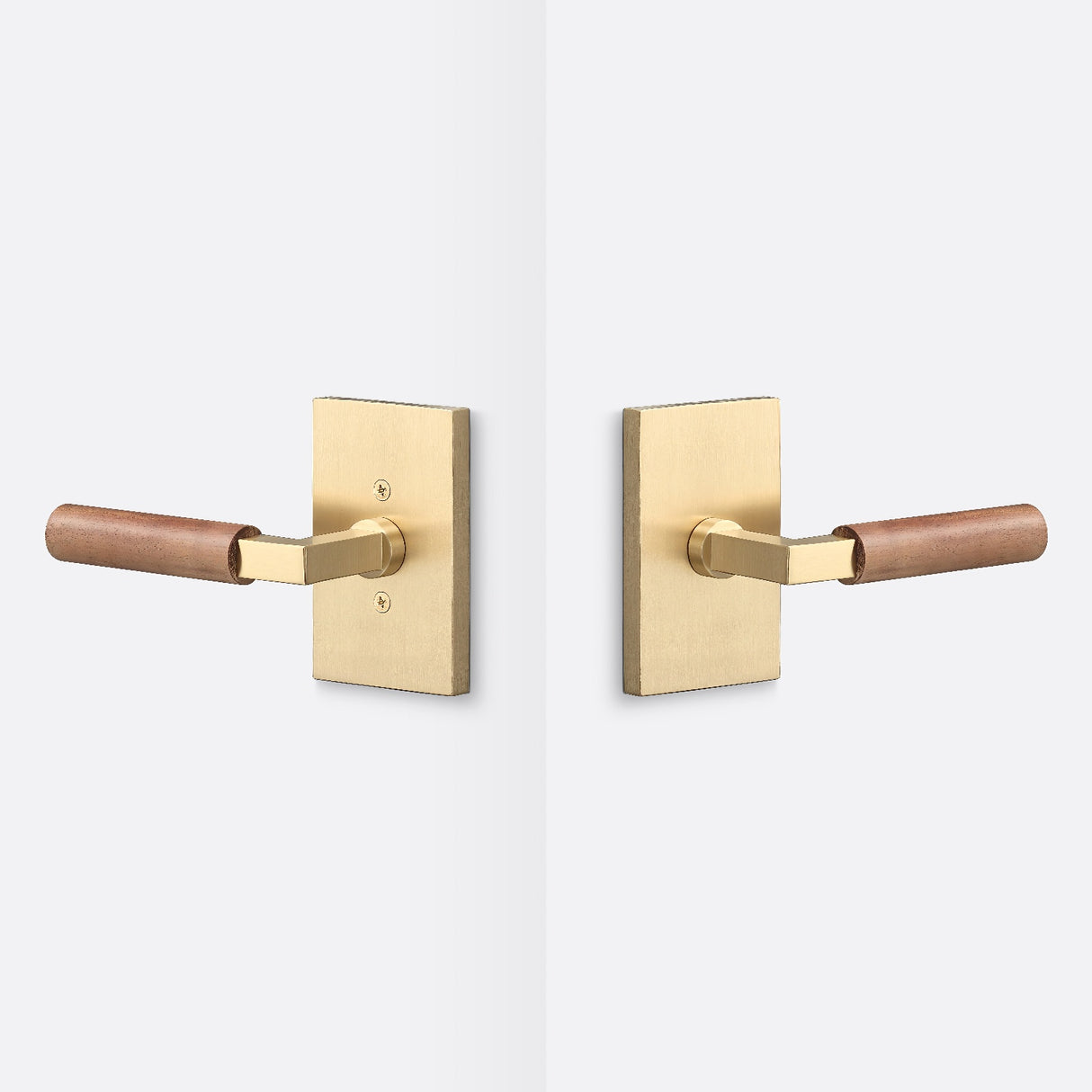 Sure-Loc LV101 SB GRIP-WN satin brass / walnut passage door lever