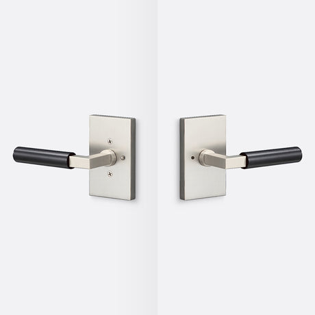 Sure-Loc LV102 15 GRIP-SM FBL satin nickel / flat black privacy door lever