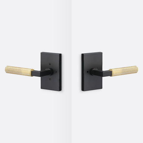 Sure-Loc LV102 FBL GRIP-KN SB flat black / satin brass privacy door lever