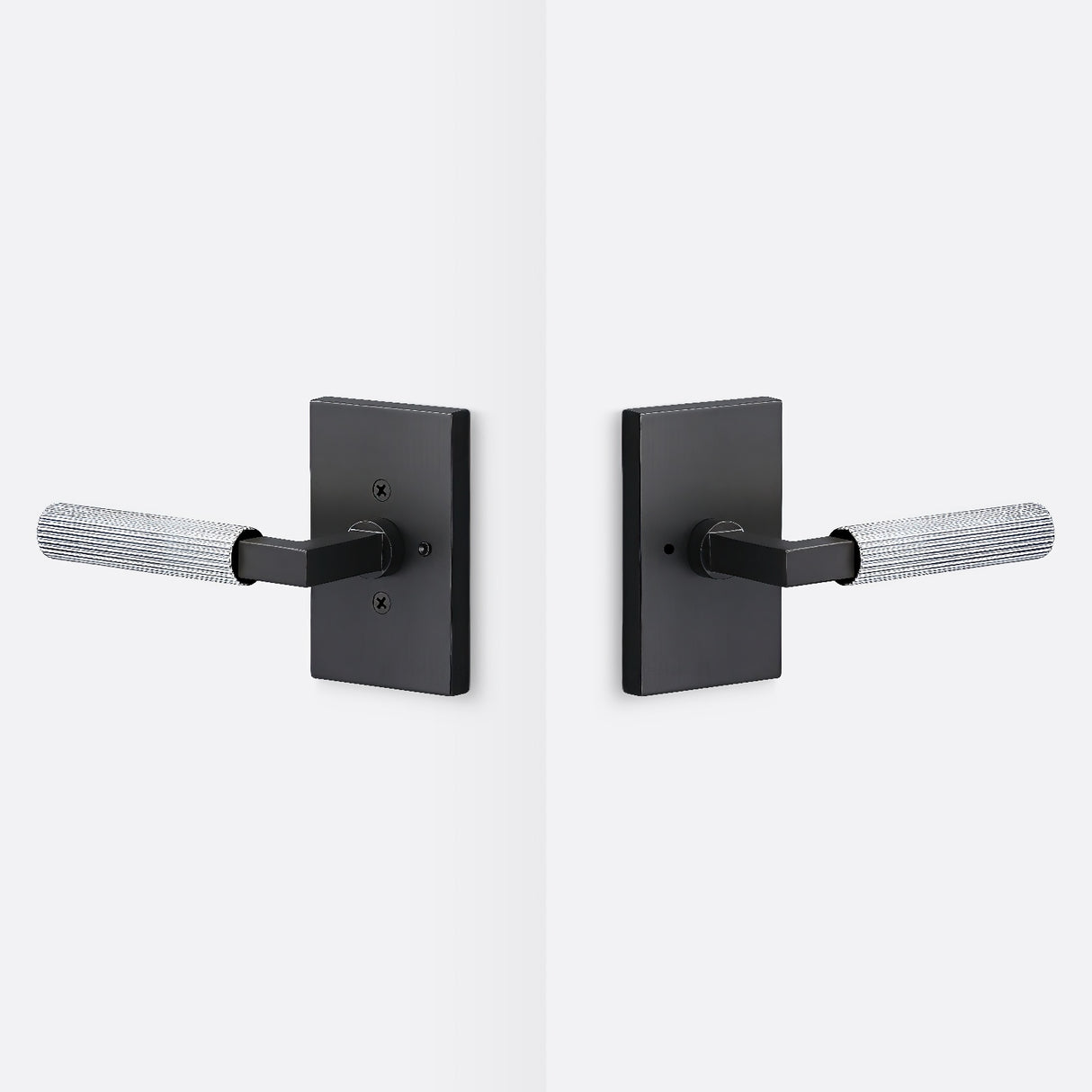 Sure-Loc LV102 FBL GRIP-SKN 26 flat black / polished chrome privacy door lever