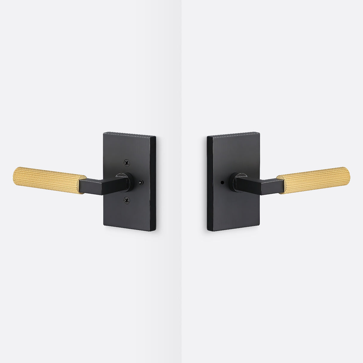 Sure-Loc LV102 FBL GRIP-SKN SB flat black / satin brass privacy door lever