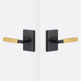 Sure-Loc LV102 FBL GRIP-SKN SB flat black / satin brass privacy door lever