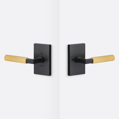 Sure-Loc LV102 FBL GRIP-SKN SB flat black / satin brass privacy door lever